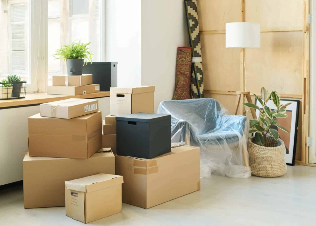 Packed household items ready for a house move